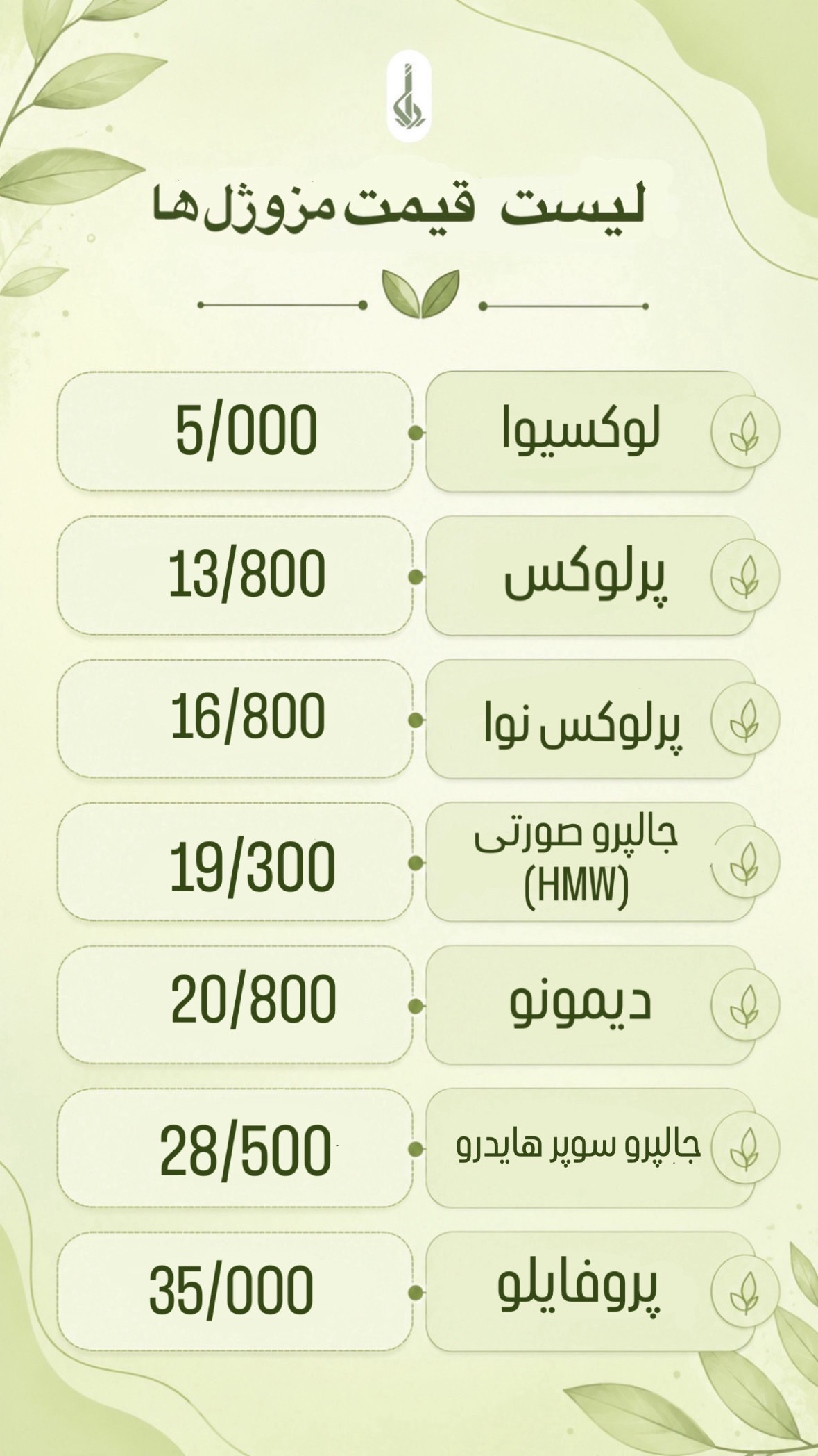 لیست قیمت مزوژل ها در اهواز